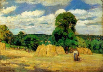 La cosecha en Montfoucault 1876 Camille Pissarro Pinturas al óleo